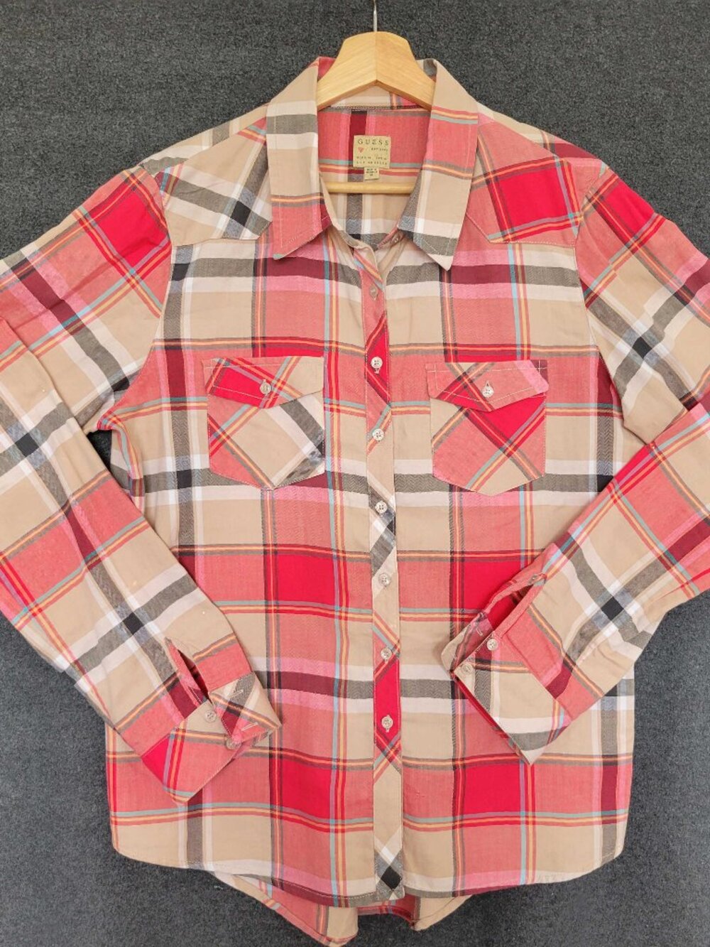 VTG Guess Los Angeles Men’s XL Shirt Plaid Madras Yoke Country Western Rodeo